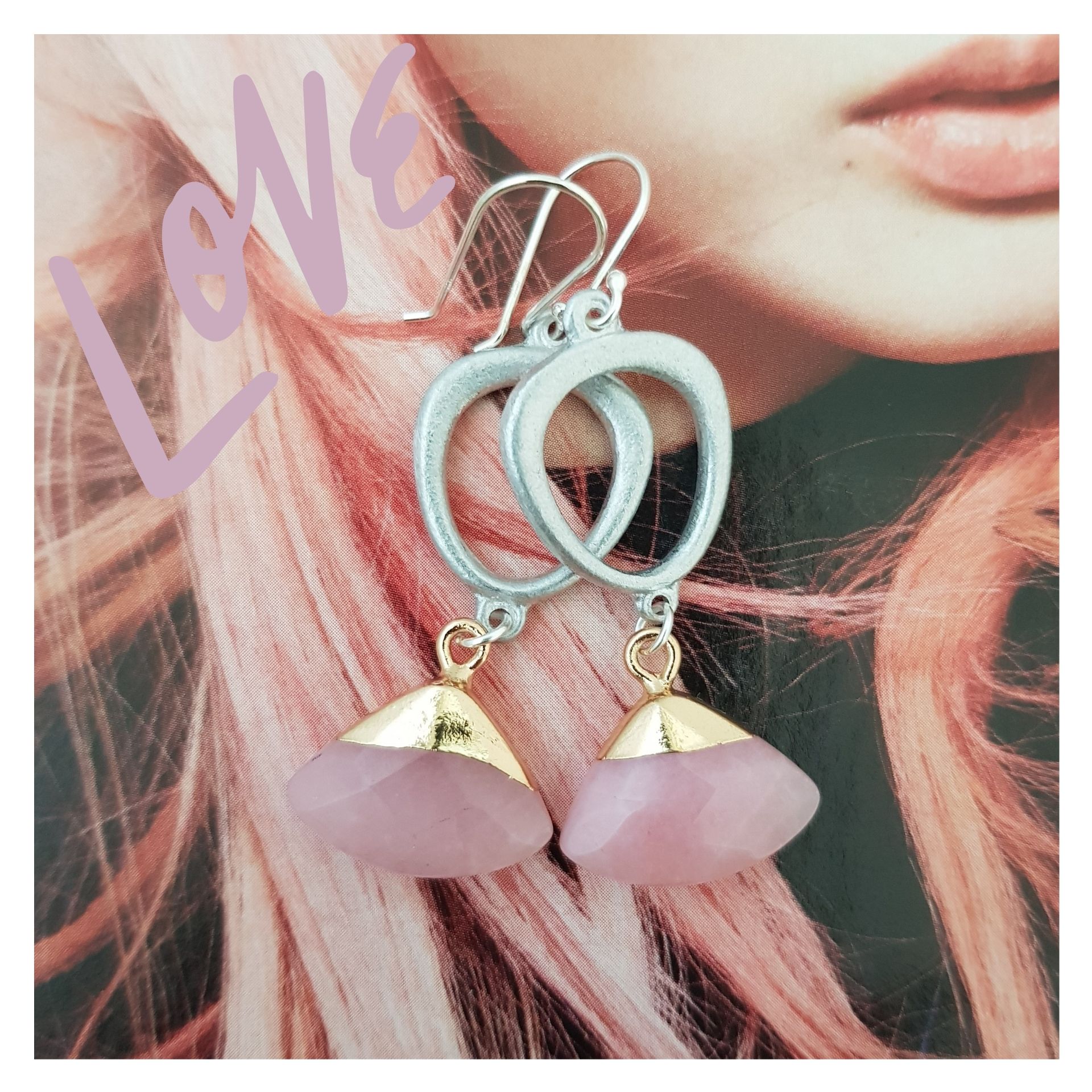 LOVEbomb Oval & Rose Quartz Earrings - Image 4