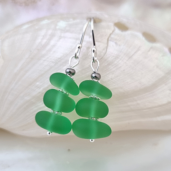 Salt of the Blue Sea Glass Earring #04