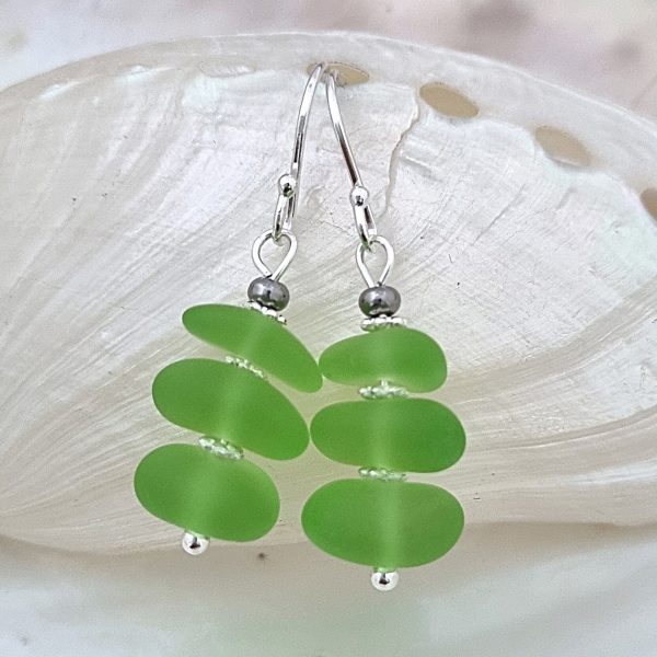 Salt of the Blue Sea Glass Earring #01