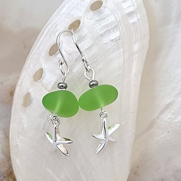 Salt of the Blue Sea Glass Earring #05
