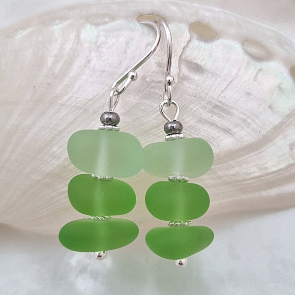 Salt of the Blue Sea Glass Earring #14