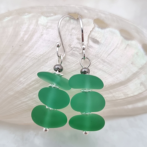 Salt of the Blue Sea Glass Earring #16