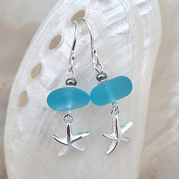 Salt of the Blue Sea Glass Earring #13