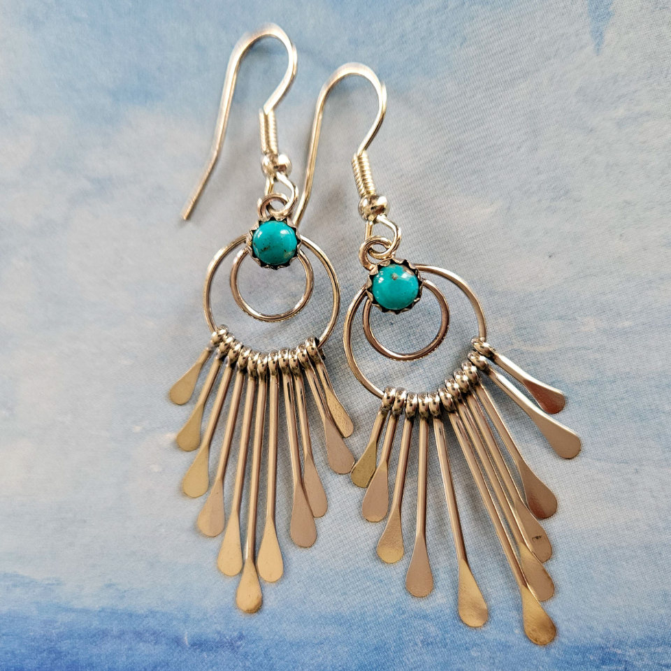 Sterling Silver Chandelier Earrings - Turquoise