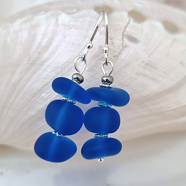 Salt of the Blue Sea Glass Earring #27