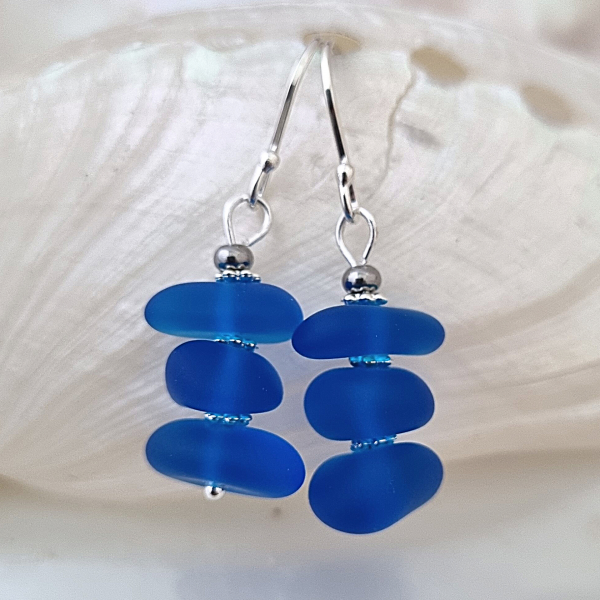 Salt of the Blue Sea Glass Earring #28