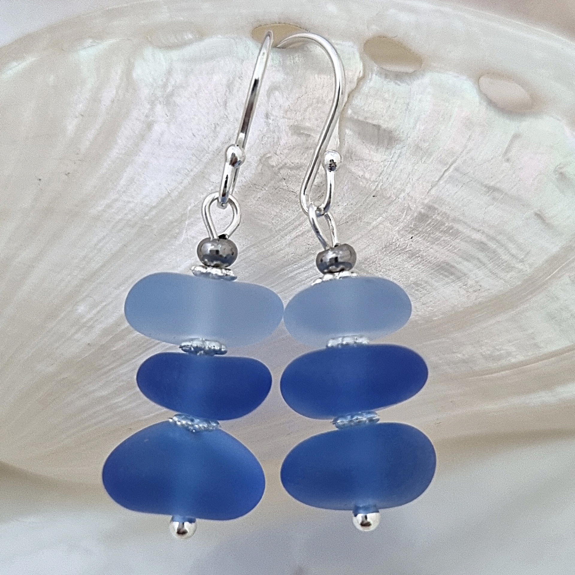 Salt of the Blue Sea Glass Earring #36
