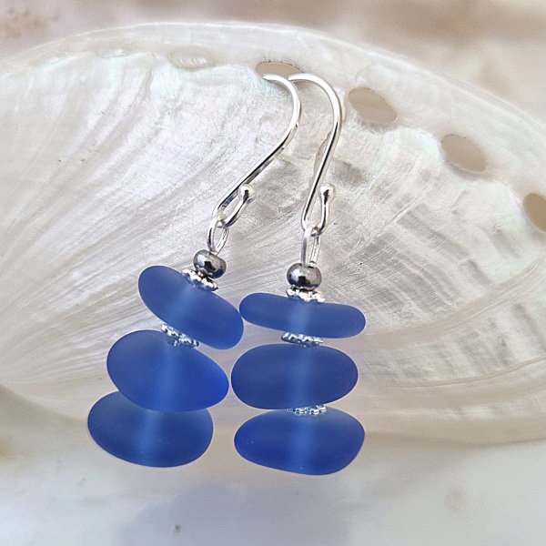 Salt of the Blue Sea Glass Earring #38