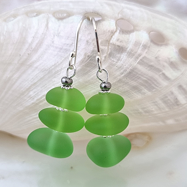 Salt of the Blue Sea Glass Earring #39