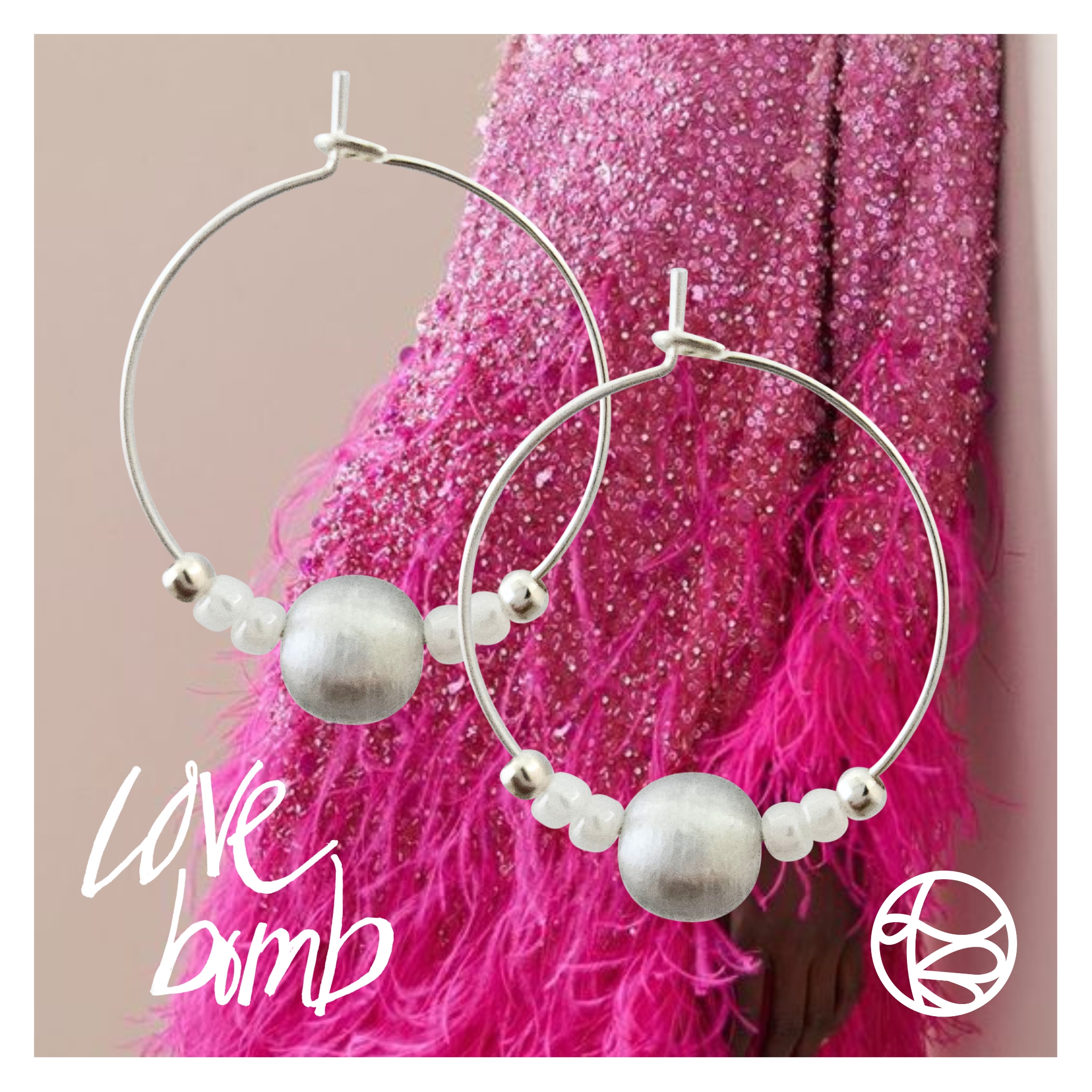 LOVEbomb Hoop & Bead Earring - Pearlised - Image 3